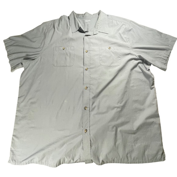 Kingsize Short Sleeve Button Up Shirt Mens 4XL Tall Gray Pockets Casual Light - Picture 1 of 4